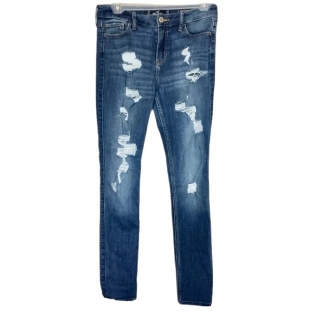 Hollister Destroyed Mid rise Super Skinny Stretch Denim Jeans Size 3 S 26×28